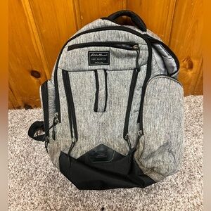 Eddie Bauer "Rainier" Backpack Diaper Bag - First Adventure - Mom or Dad - Gray